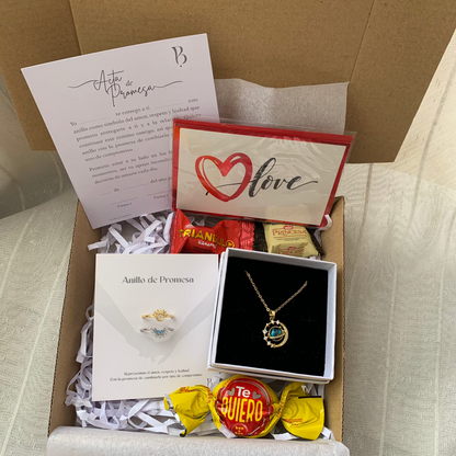 Pack Constelación de Amor – Anillo regulable y collar de acero quirúrgico con detalles románticos