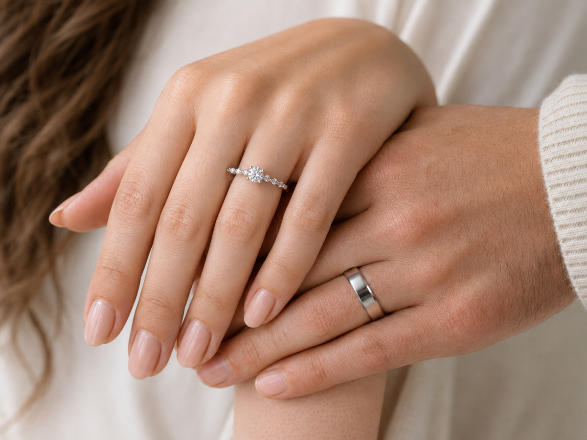 Anillos de promesa Pandora para parejas, modelo Corona en plateado