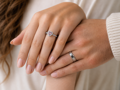 Anillos de promesa Pandora para parejas, modelo Magenta en plateado