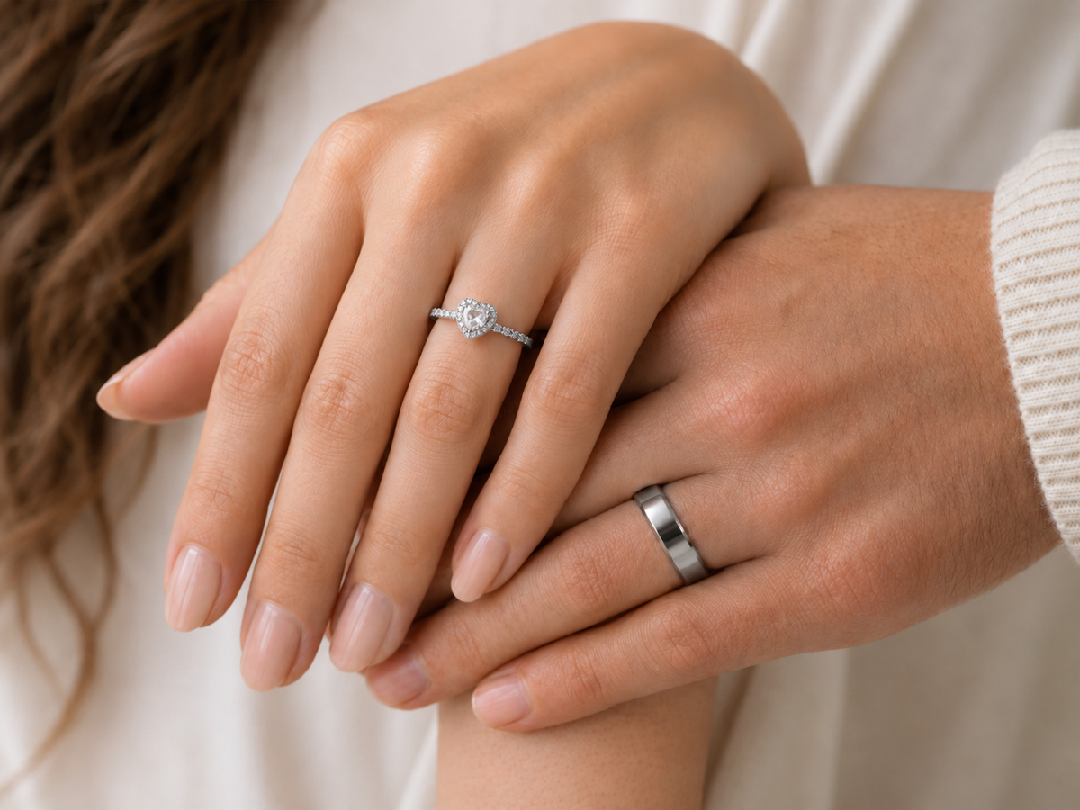 Anillos de promesa Pandora para parejas, modelo Mármol en plateado
