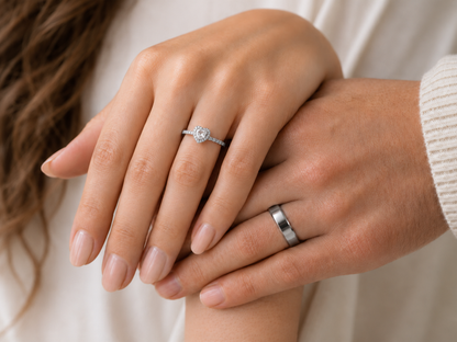 Anillos de promesa Pandora para parejas, modelo Mármol en plateado