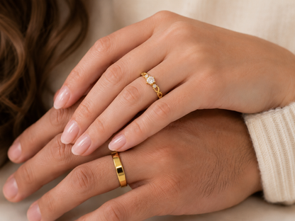Anillos de promesa Pandora para parejas, modelo Sirena en dorado