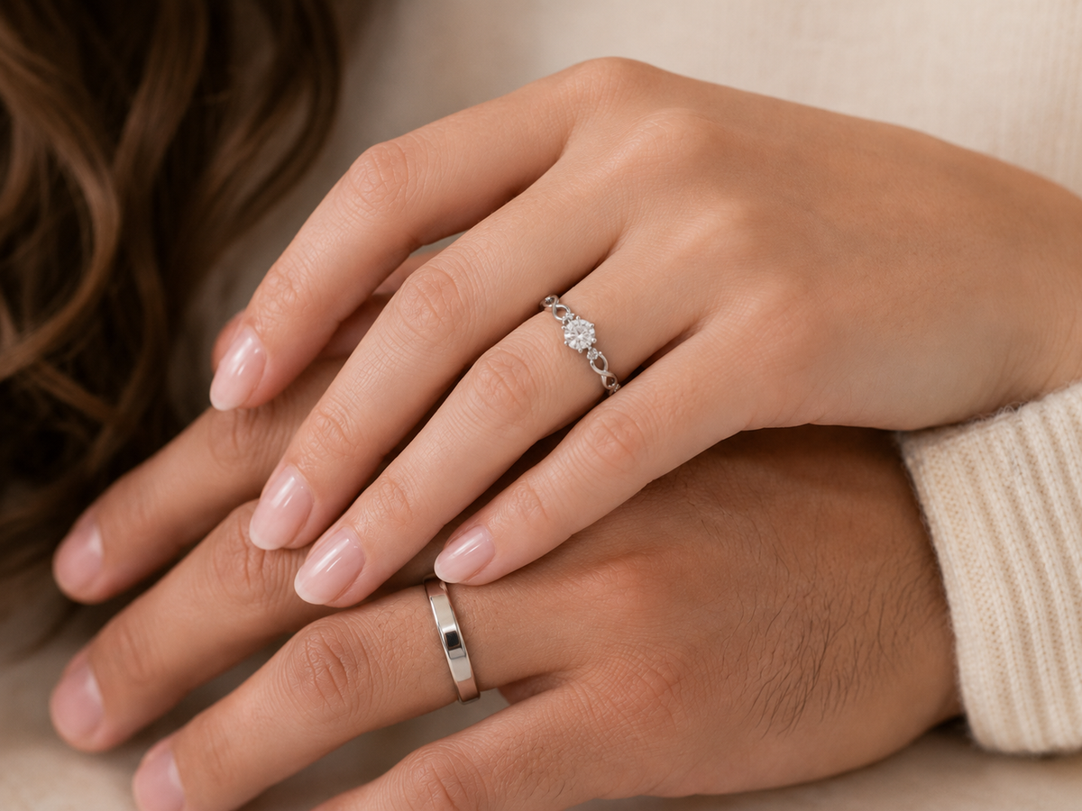 Anillos de promesa Pandora para parejas, modelo Sirena en plateado