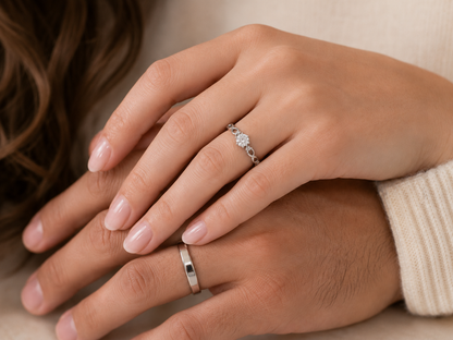 Anillos de promesa Pandora para parejas, modelo Sirena en plateado
